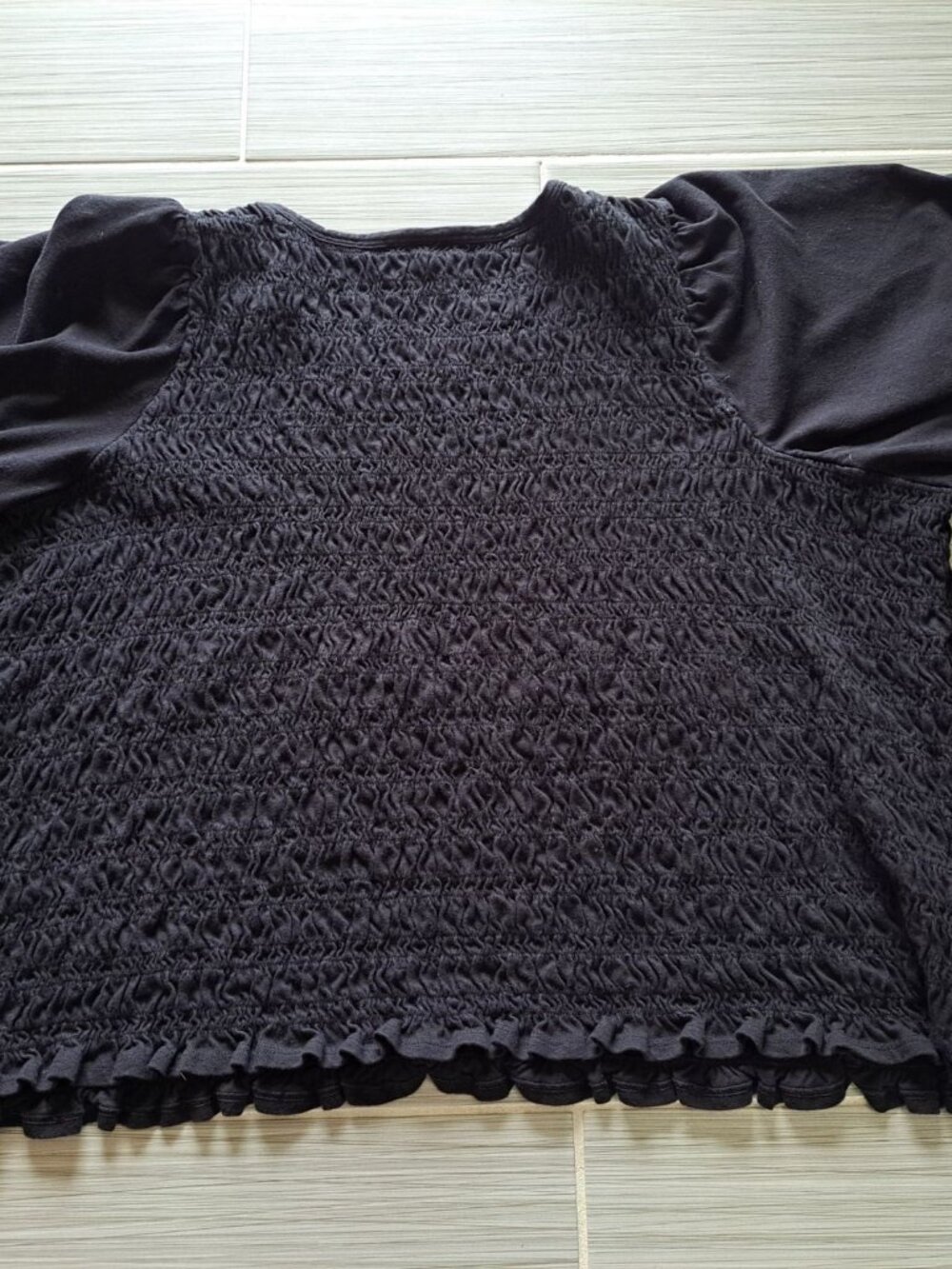 Old Navy 3XL Women's Plus Size Black Smocked Top With Short Ruched Sleeves - Picture 7 of 7
